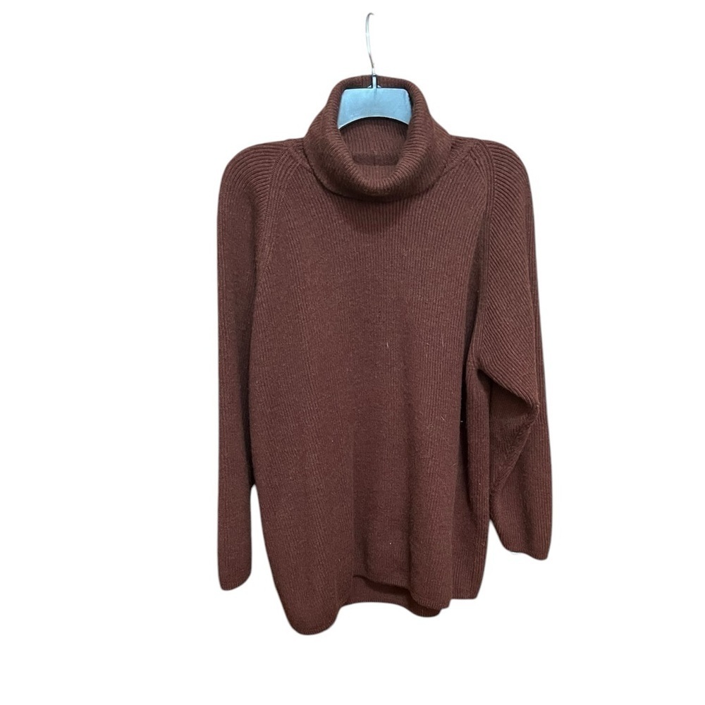 Plus Sz Jeanne Pierre Burgundy Wool Blend turtle Neck Cotton Tunic Sweater